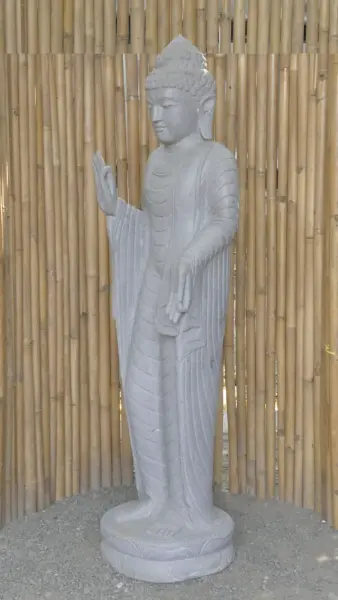 Product image 5 of the product “Standing Buddha - Abhaya mudra made of Riverstone, ca. 179 cm High ”